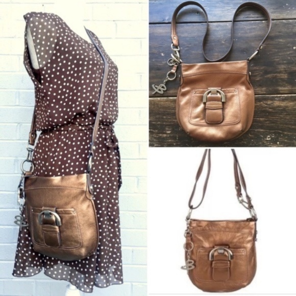 B. Makowsky Crossbody Bag Bronze Leather - Picture 9 of 11